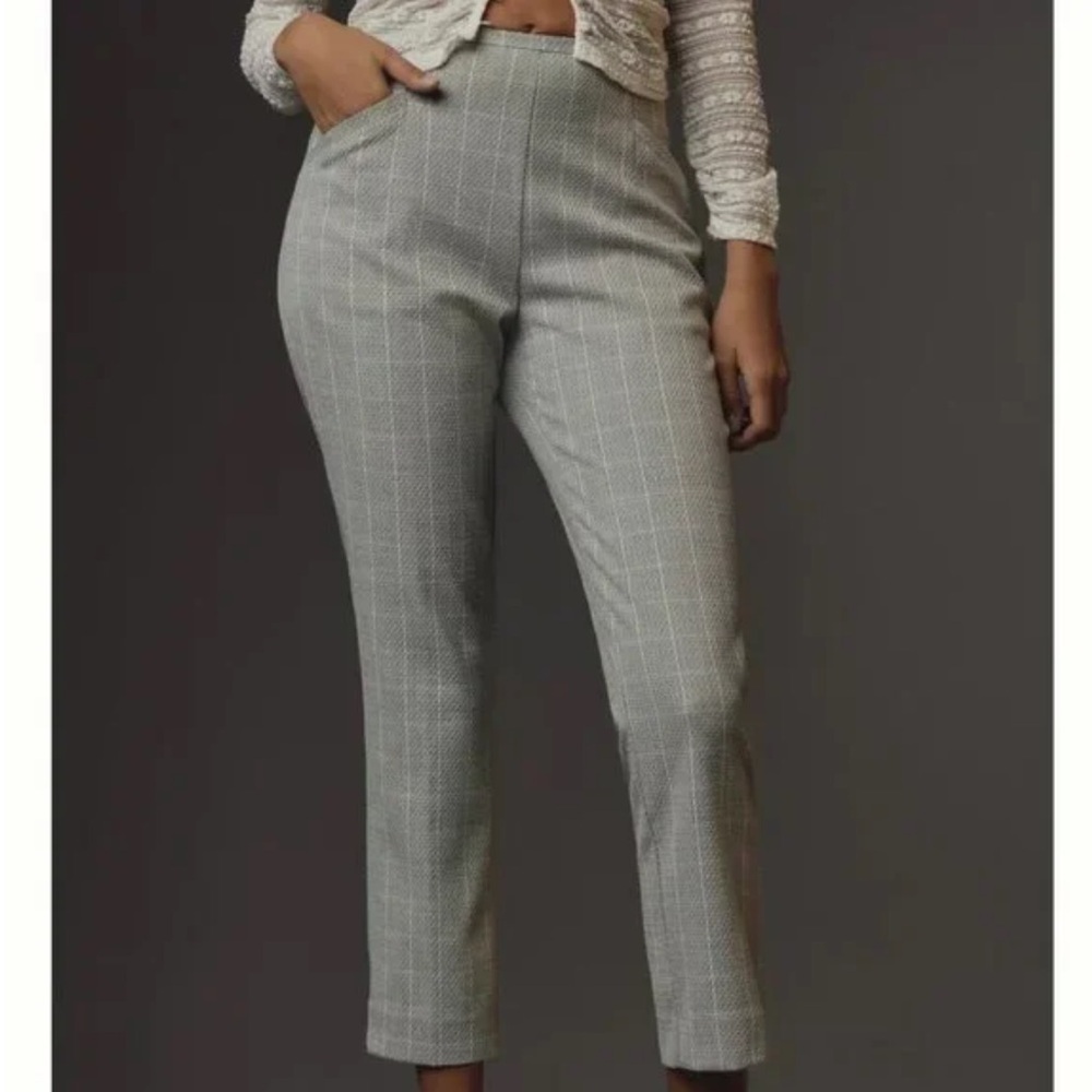 *ANTHROPOLOGIE* Gray x White Textured Square Pants Size 12
